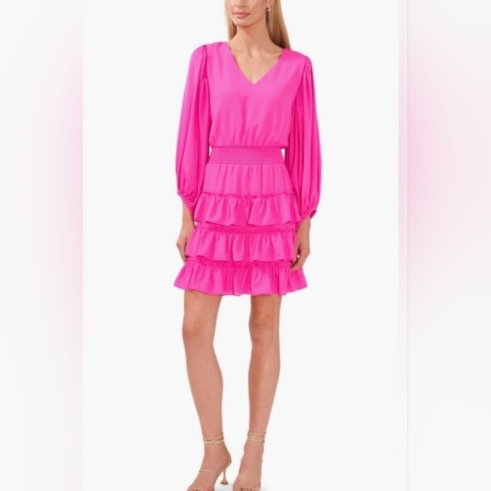 Halogen Vibrant Pink V-Neck Dress NEW WITH TAGS SZ SMALL